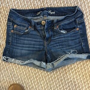 American Eagle Outfitters Blue Jean Shorts Distressed Hem
